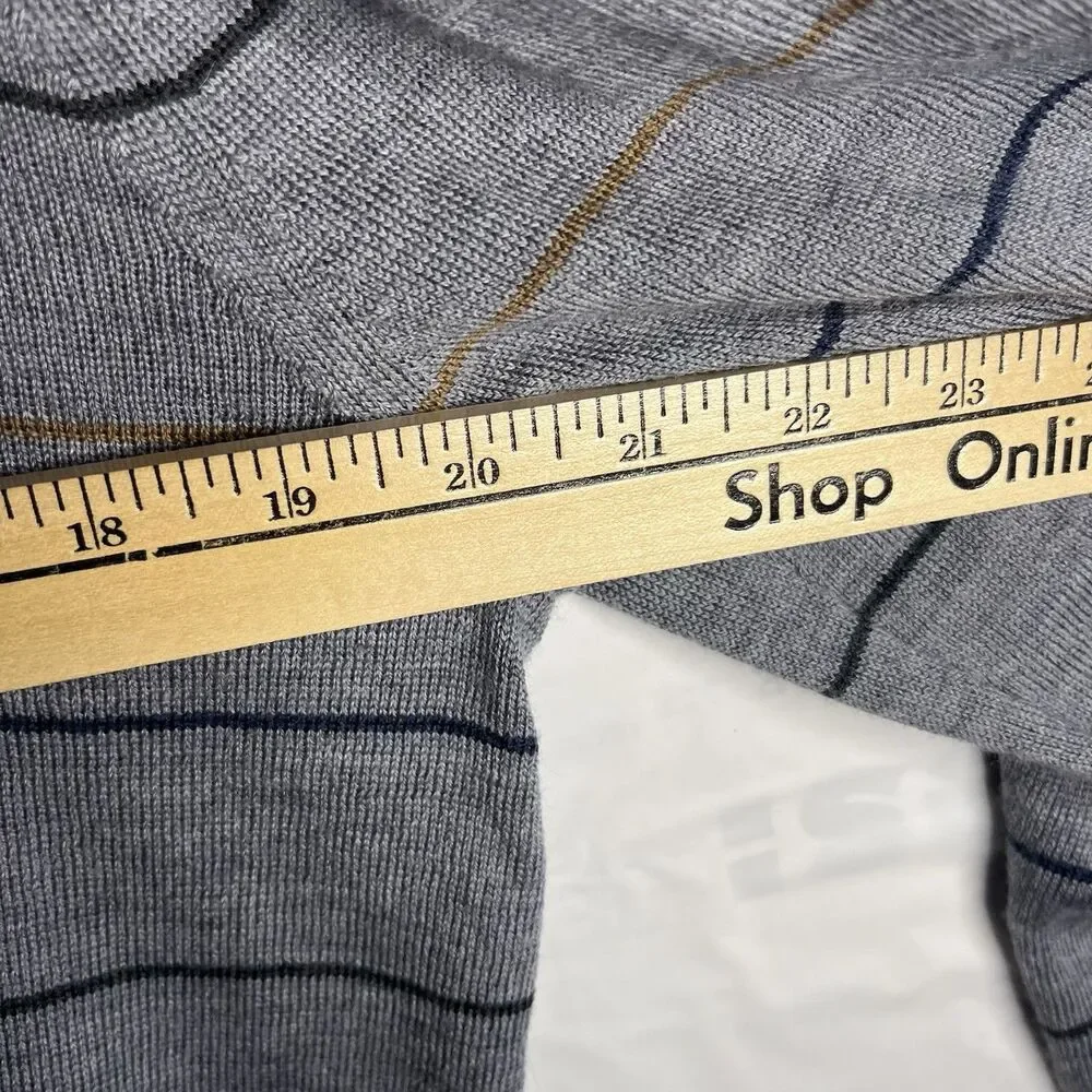 Banana Republic 100% Merino Wool Sweater‎ Men's L Gray Striped Pullover